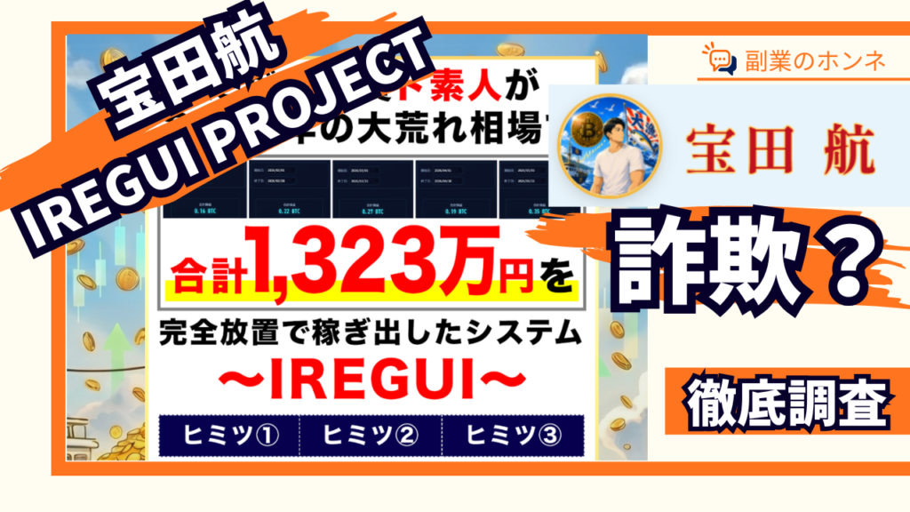 宝田航のIREGUI PROJECTは詐欺?怪しい投資の料金や口コミ・評判を調査
