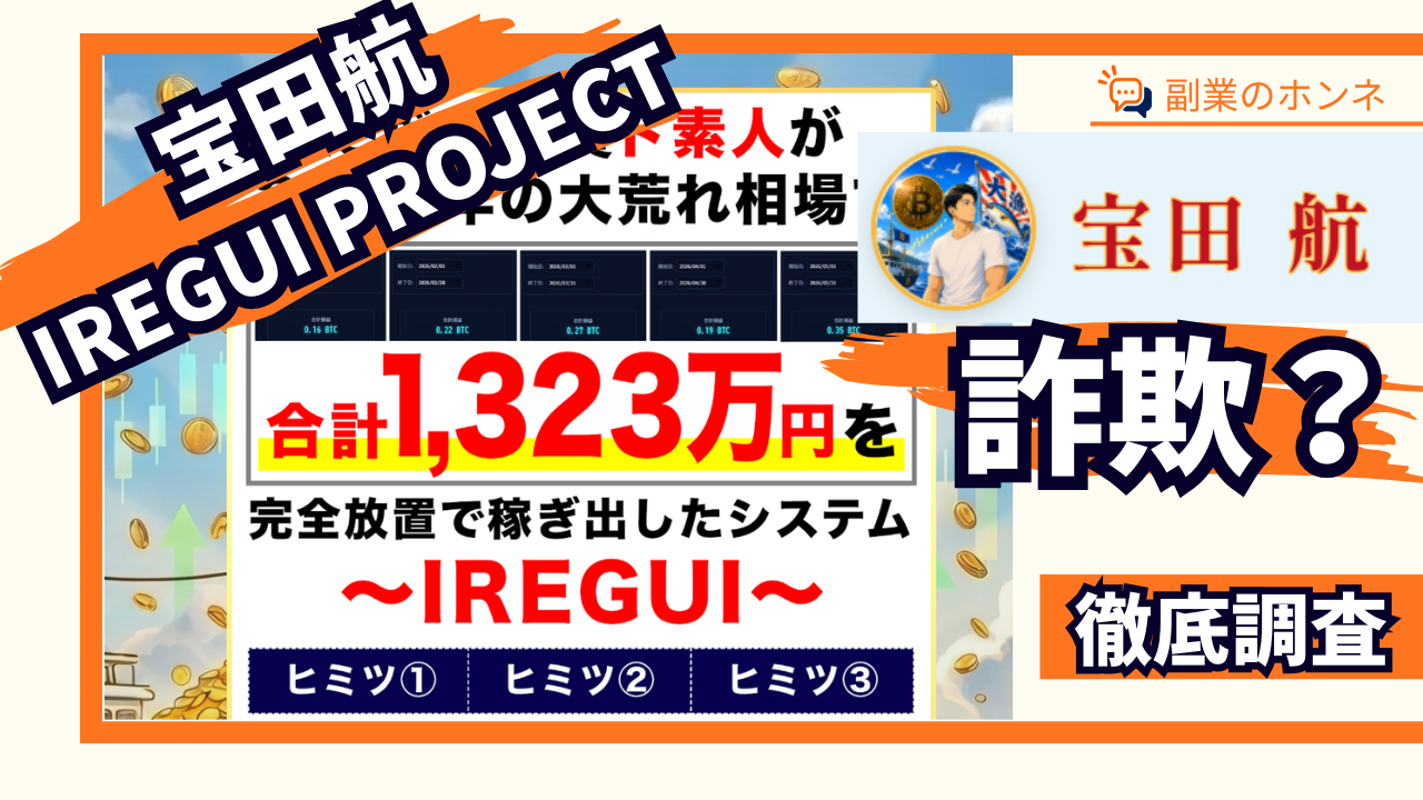 宝田航のIREGUI PROJECTは詐欺?怪しい投資の料金や口コミ・評判を調査