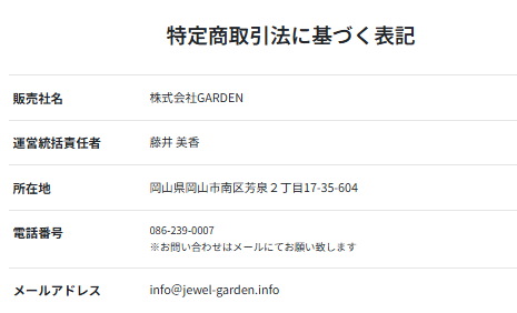 ライブチャットアカデミーの特商法ページ