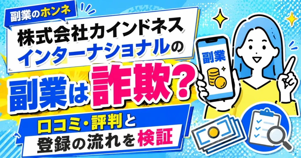 株式会社カインドネスインターナショナルの副業は詐欺？口コミ・評判と登録の流れを検証